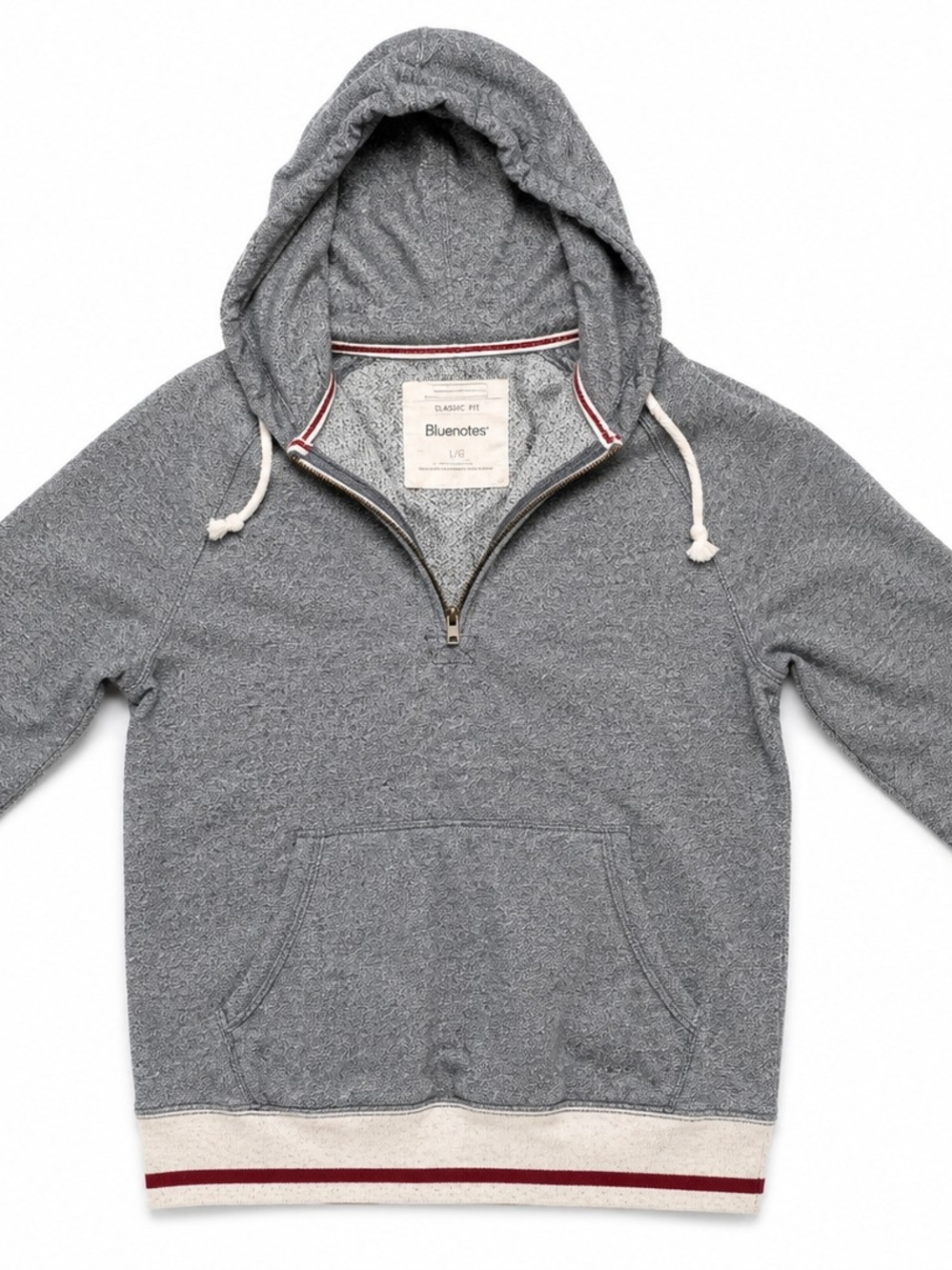 Bluenotes Heather Gray Half-Zip Hooded Pullover